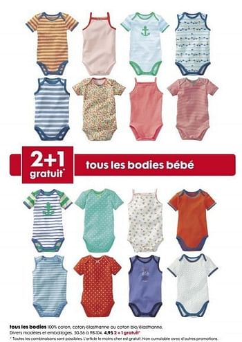Promotions Tous les bodies - Produit maison - Hema - Valide de 23/04/2014 à 20/05/2014 chez Hema