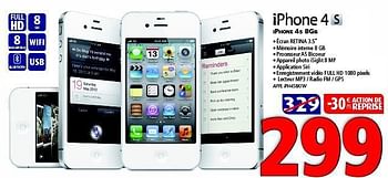 Promotions Iphone 4s 8gb - Apple - Valide de 24/04/2014 à 05/05/2014 chez Kitchenmarket