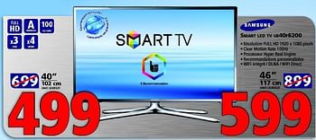 Promotions Samsung smart led tv ue40f6200 - Samsung - Valide de 24/04/2014 à 05/05/2014 chez Kitchenmarket