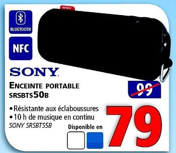 Promotions Sony enceinte portable srsbts50b - Sony - Valide de 24/04/2014 à 05/05/2014 chez Kitchenmarket