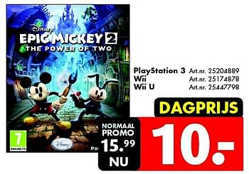 Promoties Epic mickey 2 the power of two - Disney Interactive - Geldig van 26/04/2014 tot 11/05/2014 bij Bart Smit