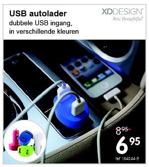 Promoties Usb autolader - XD Design - Geldig van 28/04/2014 tot 25/05/2014 bij Freetime