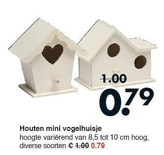 langs Spin Afwijzen Huismerk - Wibra Houten mini vogelhuisje - Promotie bij Wibra