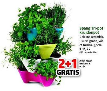 Promoties Spang tri-pot kruidenpot - Huismerk - Aveve - Geldig van 30/04/2014 tot 11/05/2014 bij Aveve