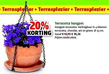Promoties Terracotta hangpot - Huismerk - Aveve - Geldig van 30/04/2014 tot 11/05/2014 bij Aveve