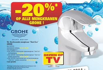 Promoties Verchroomde mengkraan automatische lediging - Grohe - Geldig van 30/04/2014 tot 12/05/2014 bij Brico