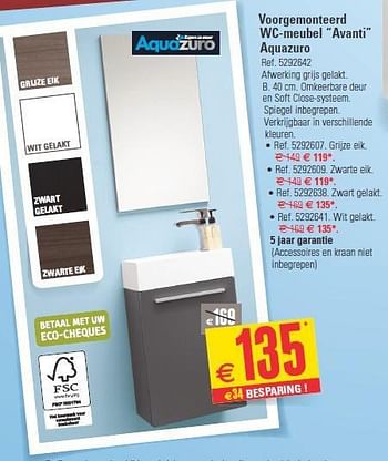 Promoties Voorgemonteerd wc-meubel avanti aquazuro - Aquazuro - Geldig van 30/04/2014 tot 12/05/2014 bij Brico