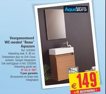 Promoties Voorgemonteerd wc-meubel roma aquazuro - Aquazuro - Geldig van 30/04/2014 tot 12/05/2014 bij Brico