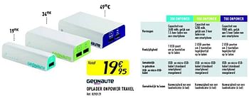 Promoties Oplader onpower travel - Geonaute - Geldig van 30/04/2014 tot 24/05/2014 bij Decathlon