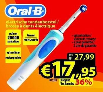 Promoties Oral-b electrische tandenborstel - brosse à dents électrique d12513 - Oral-B - Geldig van 01/05/2014 tot 31/05/2014 bij ElectroStock