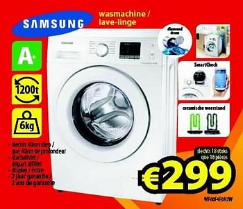 Promoties Samsung wasmachine - lave-linge wf60f4eon2w - Samsung - Geldig van 01/05/2014 tot 31/05/2014 bij ElectroStock