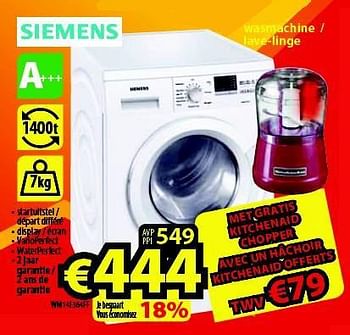 Promoties Siemens wasmachine - lave-linge wm14b64ff - Siemens - Geldig van 01/05/2014 tot 31/05/2014 bij ElectroStock