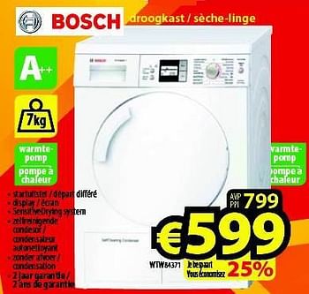 Promoties Bosch droogkast - sèche-linge wtw84371 - Bosch - Geldig van 01/05/2014 tot 31/05/2014 bij ElectroStock