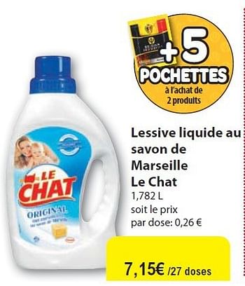 Promotion Carrefour Market Lessive Liquide Au Savon De Marseille Le Chat Le Chat Menage Valide Jusqua 4 Promobutler