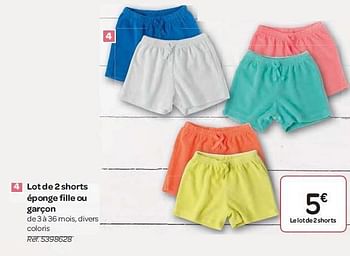 Tex Baby Lot De 2 Shorts Eponge Fille Ou Garcon En Promotion Chez Carrefour