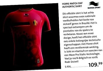 Promoties Home match day authentic shirt - Burrda Sport - Geldig van 15/05/2014 tot 15/06/2014 bij Primo