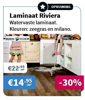 Promoties Laminaat riviera watervaste laminaat - Berry Floor - Geldig van 22/05/2014 tot 04/06/2014 bij Cevo Market