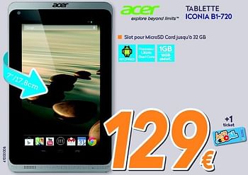 Promotions Acer tablette iconia b1-720 - Acer - Valide de 26/05/2014 à 26/06/2014 chez Krefel
