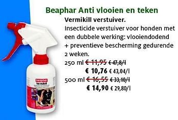 Promoties Beaphar anti vlooien en teken vermikill verstuiver. - Beaphar - Geldig van 27/05/2014 tot 08/06/2014 bij Aveve