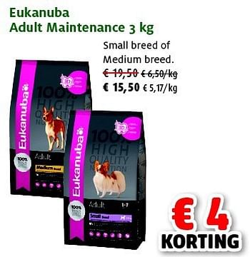 Promoties Eukanuba adult maintenance - Eukanuba - Geldig van 27/05/2014 tot 08/06/2014 bij Aveve