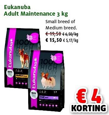 Promoties Eukanuba adult maintenance - Eukanuba - Geldig van 27/05/2014 tot 08/06/2014 bij Aveve