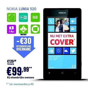 Promoties Nokia lumia 520 - Nokia - Geldig van 01/06/2014 tot 30/06/2014 bij The Phone House