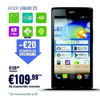 Promoties Acer liquid z5 - Acer - Geldig van 01/06/2014 tot 30/06/2014 bij The Phone House