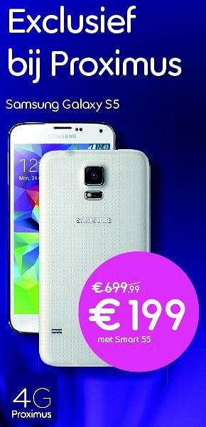 Promoties Samsung galaxy s5 - Samsung - Geldig van 01/06/2014 tot 30/06/2014 bij Belgacom