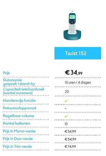Promoties Twist 152 - Huismerk - Belgacom - Geldig van 01/06/2014 tot 30/06/2014 bij Belgacom