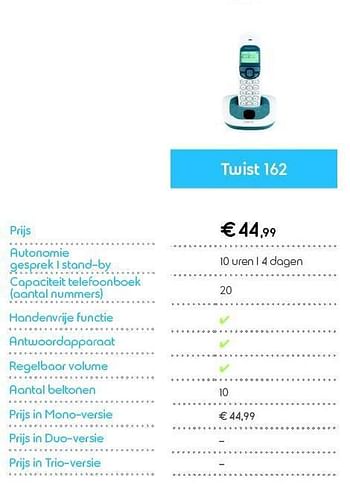 Promoties Twist 162 - Huismerk - Belgacom - Geldig van 01/06/2014 tot 30/06/2014 bij Belgacom