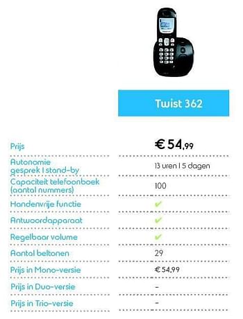 Promoties Twist 362 - Huismerk - Belgacom - Geldig van 01/06/2014 tot 30/06/2014 bij Belgacom