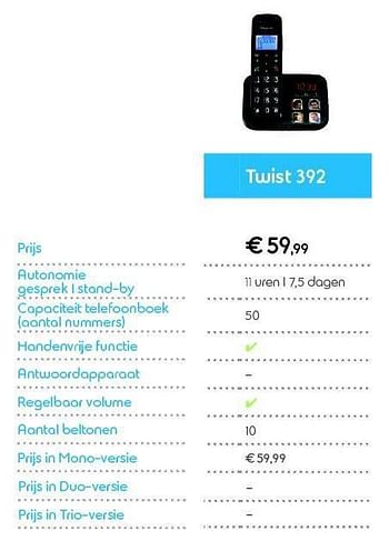 Promoties Twist 392 - Huismerk - Belgacom - Geldig van 01/06/2014 tot 30/06/2014 bij Belgacom