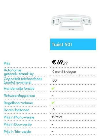 Promoties Twist 501 - Huismerk - Belgacom - Geldig van 01/06/2014 tot 30/06/2014 bij Belgacom