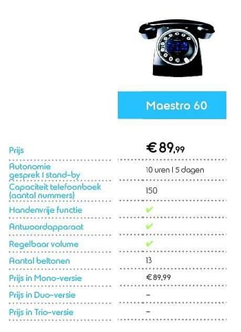 Promoties Maestro 60 - Maestro - Geldig van 01/06/2014 tot 30/06/2014 bij Belgacom