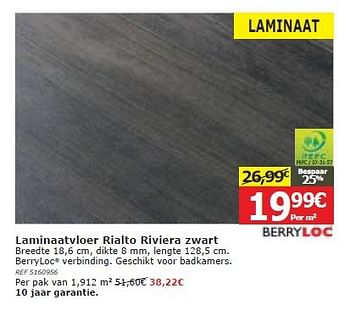 Promoties Laminaatvloer rialto riviera zwart - BerryLoc - Geldig van 04/06/2014 tot 23/06/2014 bij BricoPlanit