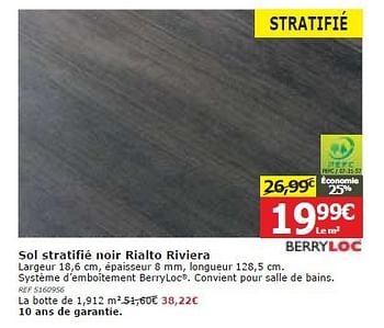 Promotions Sol stratifié noir rialto riviera - BerryLoc - Valide de 04/06/2014 à 23/06/2014 chez BricoPlanit