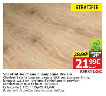 Promotions Sol stratifié chêne champagne riviera - BerryLoc - Valide de 04/06/2014 à 23/06/2014 chez BricoPlanit