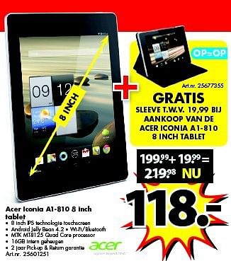 Promoties Acer iconia a1-810 8 inch tablet - Acer - Geldig van 14/06/2014 tot 29/06/2014 bij Bart Smit