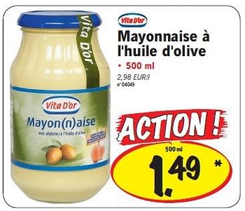Promoties Mayonnaise à l`huile d`olive - Vita D'or - Geldig van 16/06/2014 tot 21/06/2014 bij Lidl