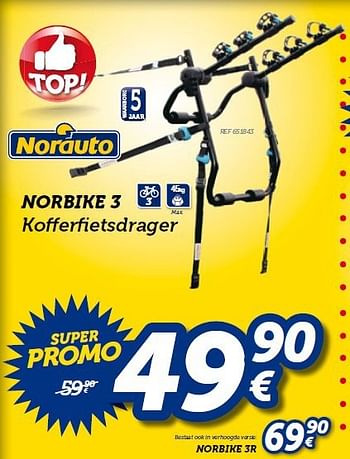 Promoties Norbike 3 kofferfietsdrager - Norauto - Geldig van 16/06/2014 tot 15/07/2014 bij Auto 5