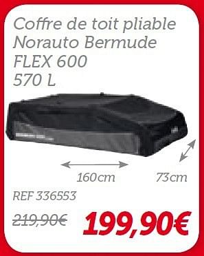 Promotions Coffre de toit pliable norauto bermude flex 600 - Norauto - Valide de 16/06/2014 à 15/07/2014 chez Auto 5