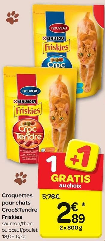 Promotion Carrefour Croquettes Pour Chats Croc Tendre Friskies Friskies Animaux Accessoires Valide Jusqua 4 Promobutler