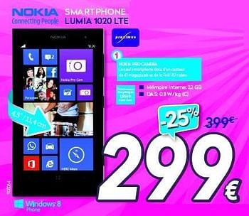 Promotions Nokia smartphone lumia 1020 lte - Nokia - Valide de 01/07/2014 à 31/07/2014 chez Krefel
