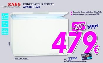 Promotions Aeg congélateur coffre a92300hlw0 - AEG - Valide de 01/07/2014 à 31/07/2014 chez Krefel