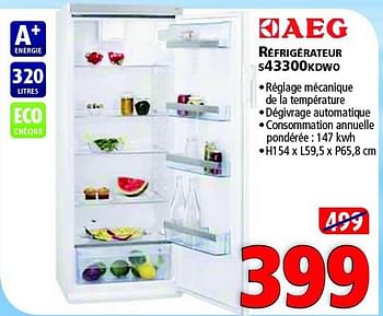 Promotions Aeg réfrigérateur s43300kdwo - AEG - Valide de 24/07/2014 à 06/08/2014 chez Kitchenmarket