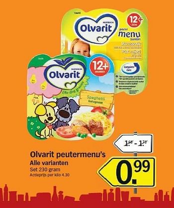 Promoties Olvarit peutermenu`s - Olvarit - Geldig van 28/07/2014 tot 03/08/2014 bij Albert Heijn