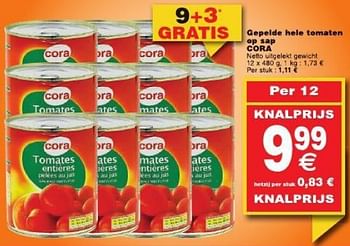 Promoties Gepelde hele tomaten op sap cora - Cora - Geldig van 29/07/2014 tot 04/08/2014 bij Cora