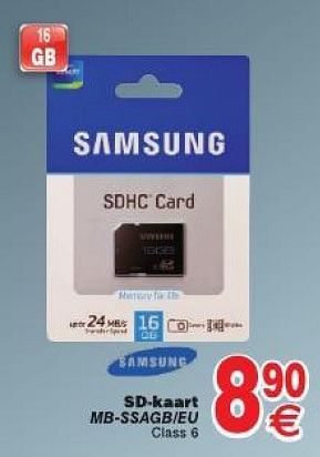 Promoties Samsung sd-kaart mb-ssagb-eu - Samsung - Geldig van 29/07/2014 tot 11/08/2014 bij Cora