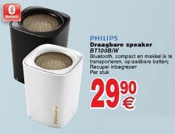 Promoties Philips draagbare speaker bt100b-w - Philips - Geldig van 29/07/2014 tot 11/08/2014 bij Cora