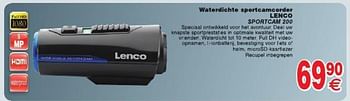 Promoties Waterdichte sportcamcorder lenco sportcam 200 - Lenco - Geldig van 29/07/2014 tot 11/08/2014 bij Cora